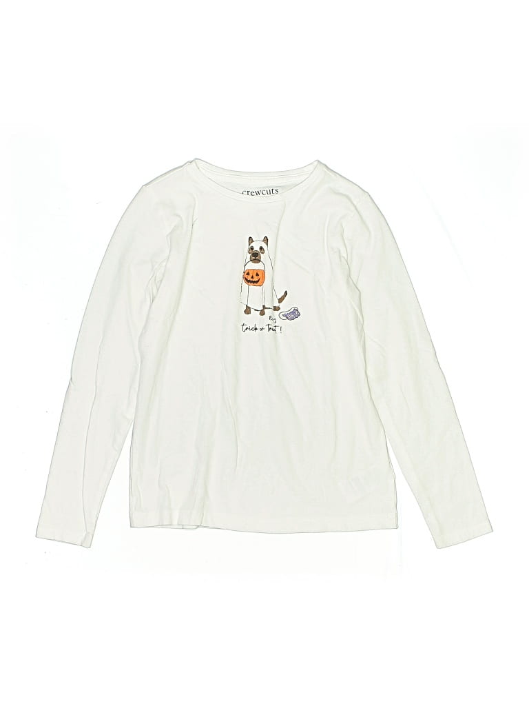 Pre-owned Crewcuts Outlet Kids' Long Sleeve T-shirt In White