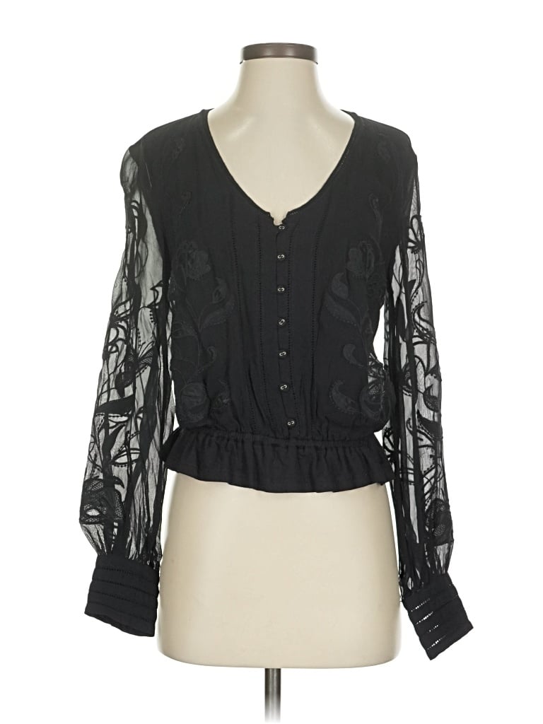 Pre-owned By Anthropologie Long Sleeve Blouse In Black