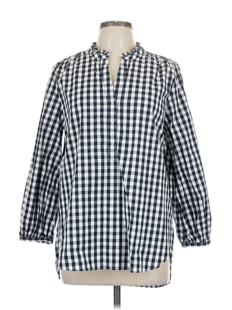 Pre-owned J.crew Factory Store 3/4 Sleeve Button Down Shirt In Blue