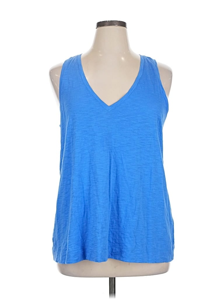 Pre-owned Lilly Pulitzer Tank Top Blue Plunge Neckline Tops