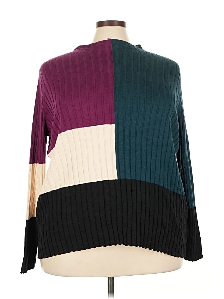 Pre-owned Belle By Kim Gravel Turtleneck Sweater In Blue