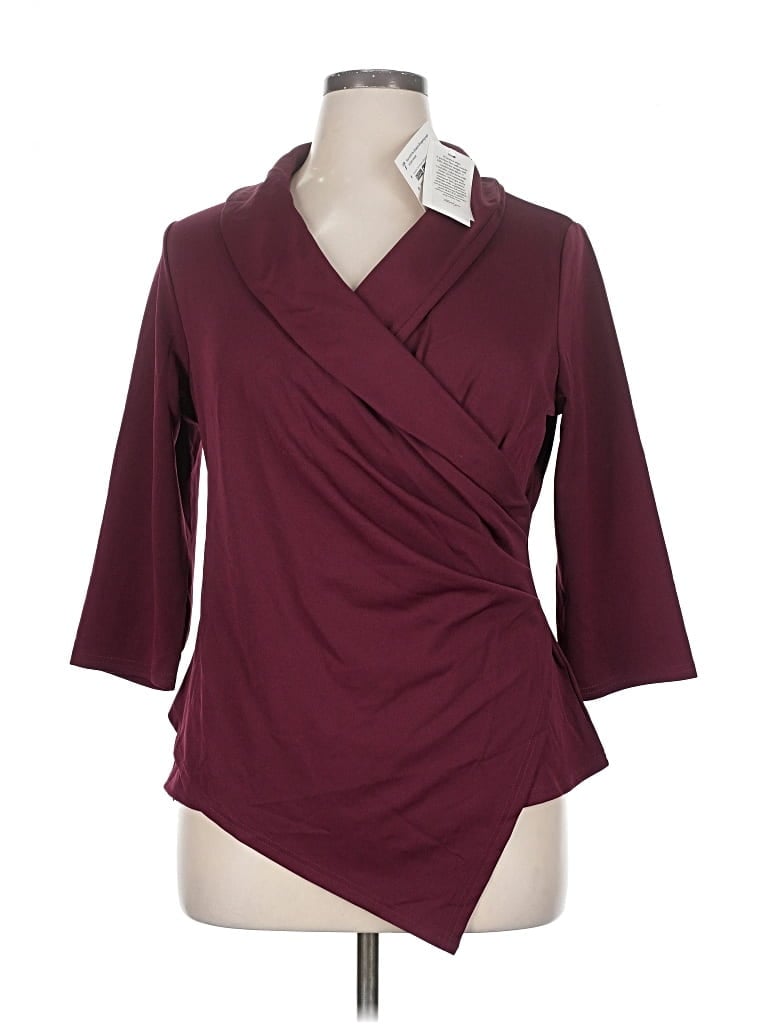 Pre-owned Grace Karin 3/4 Sleeve Blouse In Burgundy