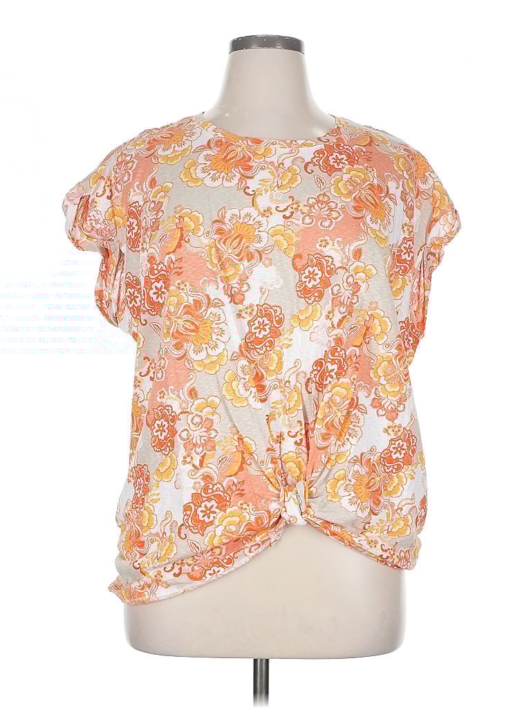 Pre-owned Chico's Short Sleeve Blouse In Orange