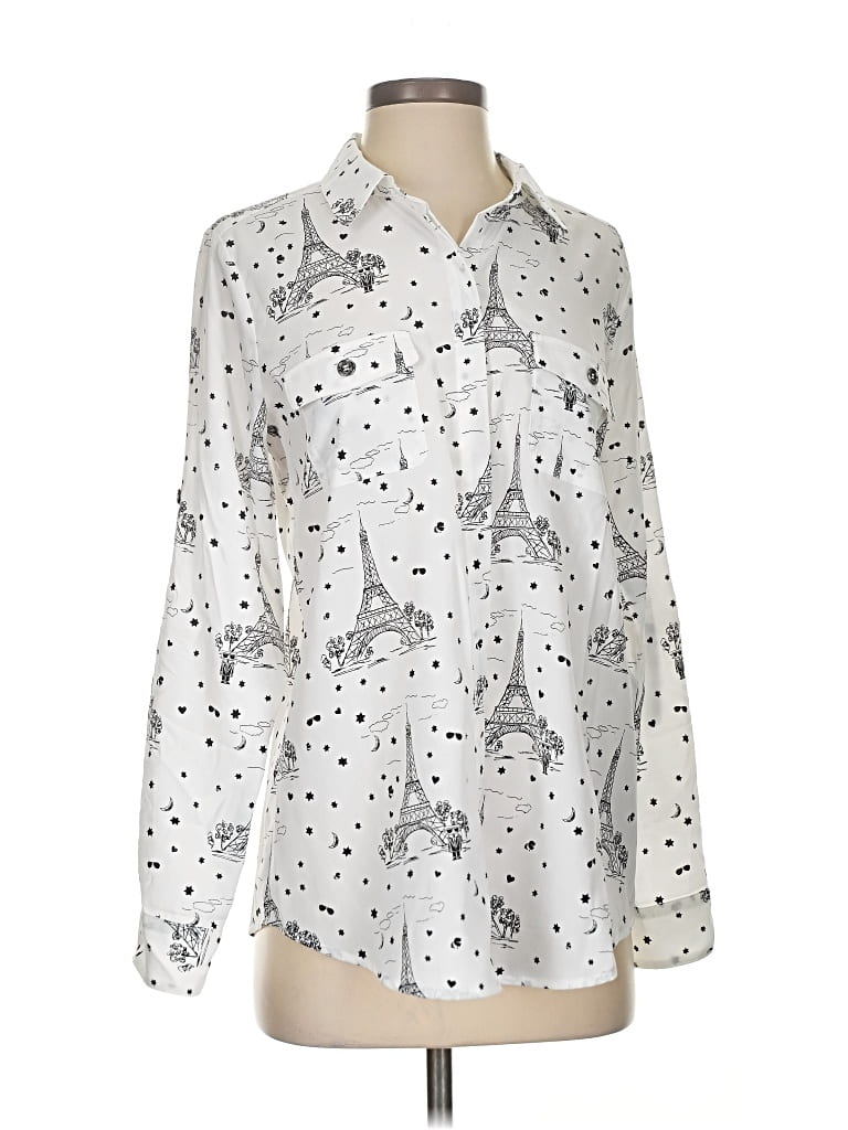Karl Lagerfeld Long Sleeve Blouse In Silver