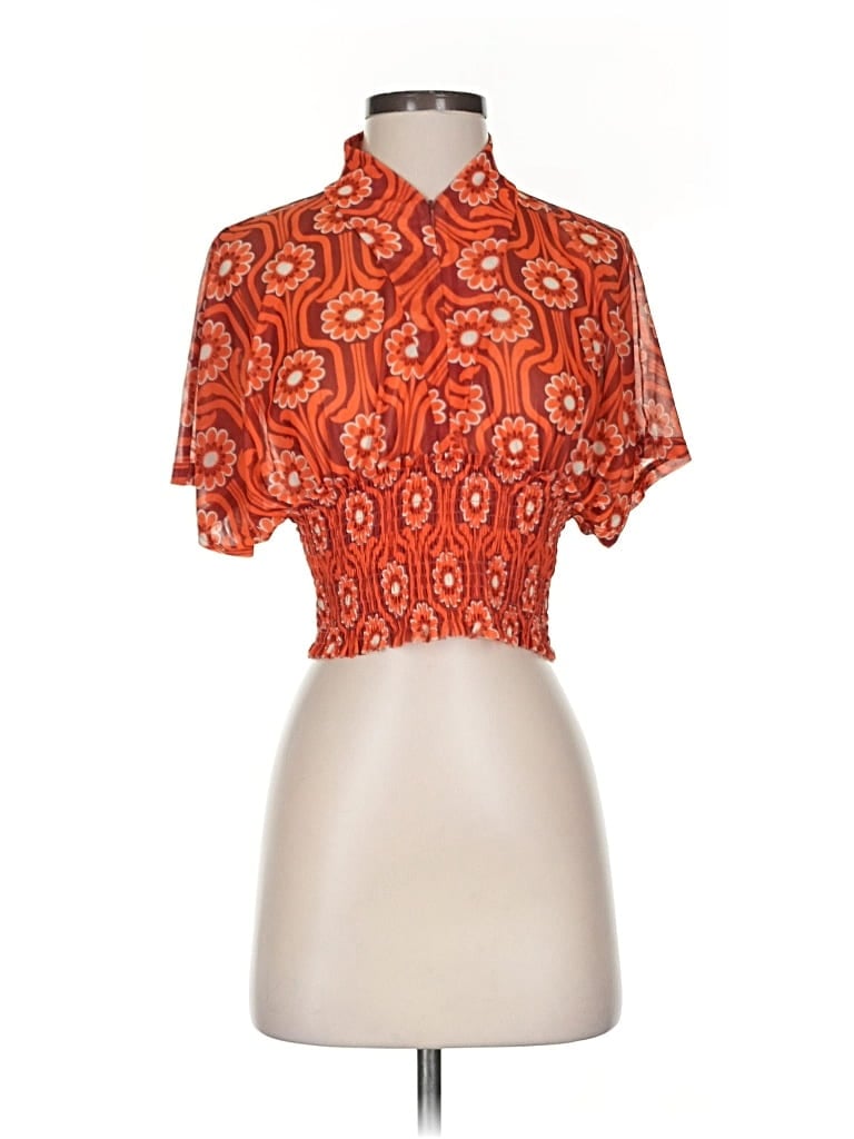 Pre-owned Urban Outfitters Short Sleeve Blouse In Orange