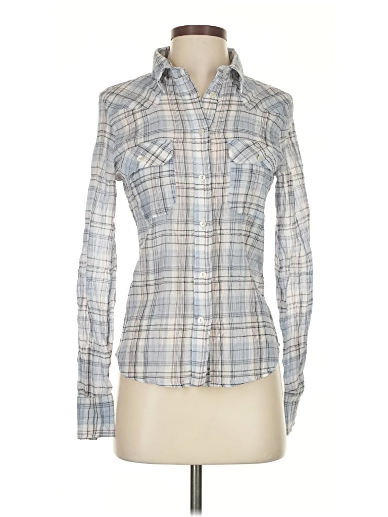 Pre-owned Mng Long Sleeve Button Down Shirt In Gray