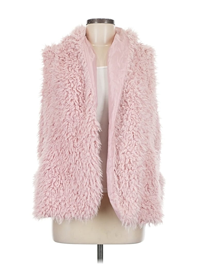 Pre-owned A.n.a. A New Approach Faux Fur Vest In Pink