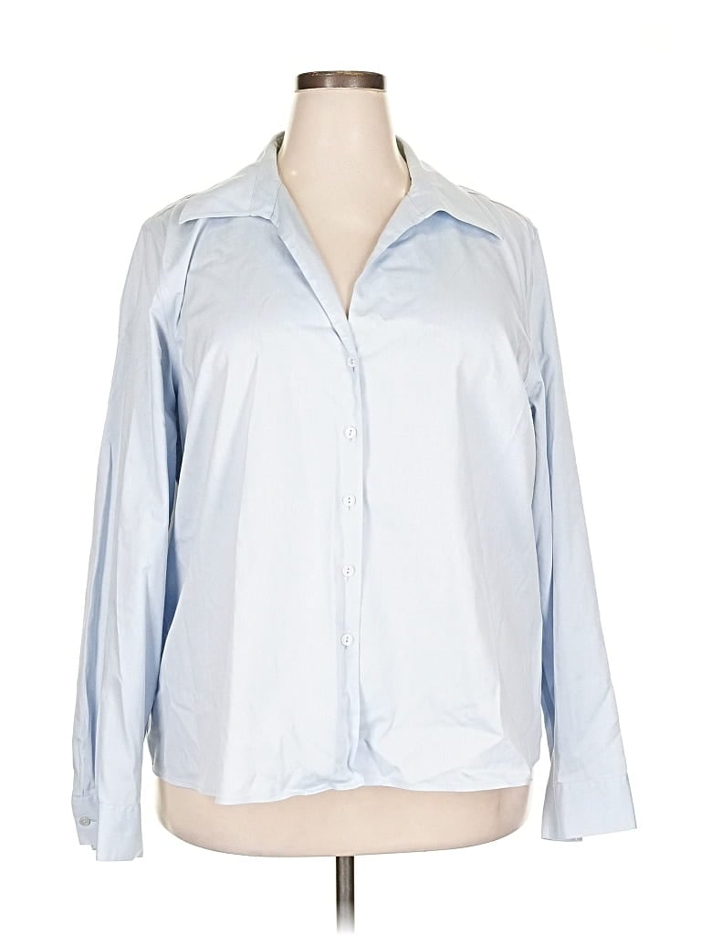 Pre-owned Evan Picone Long Sleeve Blouse In Blue