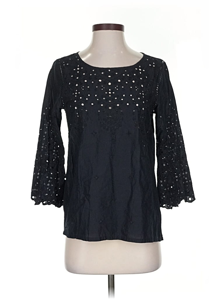 Pre-owned Gap 3/4 Sleeve Blouse In Black