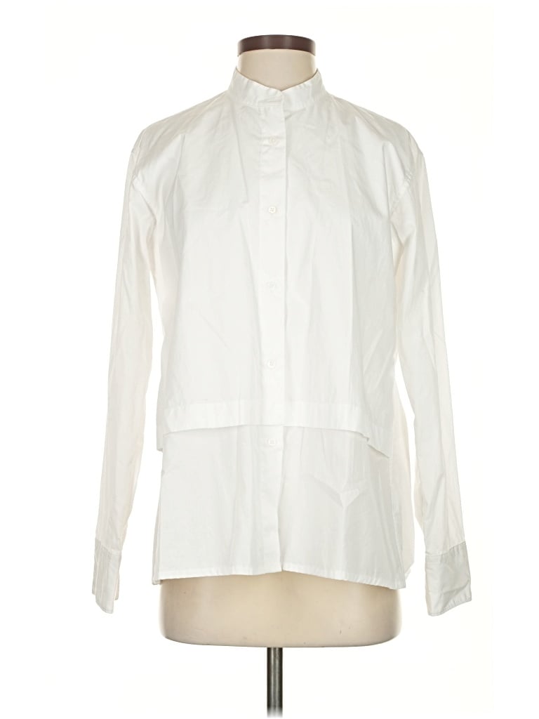 Pre-owned Uniqlo Long Sleeve Blouse In White