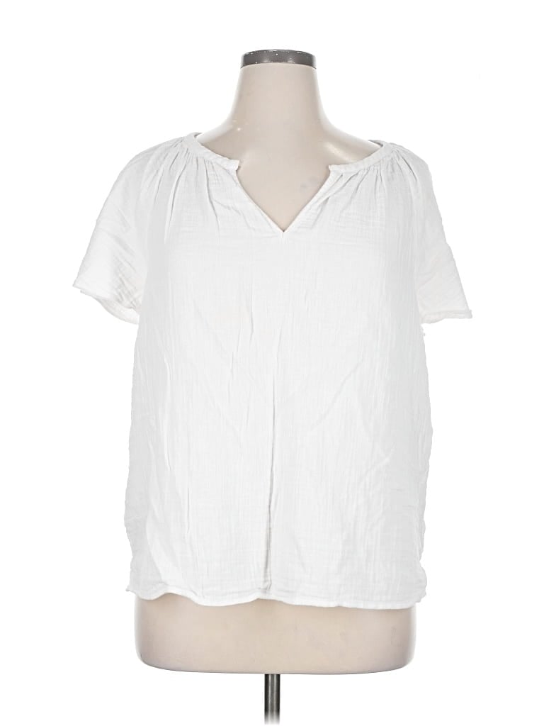 Pre-owned Ann Taylor Loft Outlet Short Sleeve Blouse In White