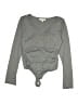 Francesca's 100% Polyester Gray Bodysuit Size L - photo 1