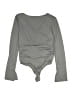 Francesca's 100% Polyester Gray Bodysuit Size L - photo 2