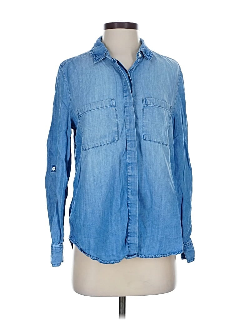 Pre-owned Lola River Long Sleeve Button Down Shirt In Blue