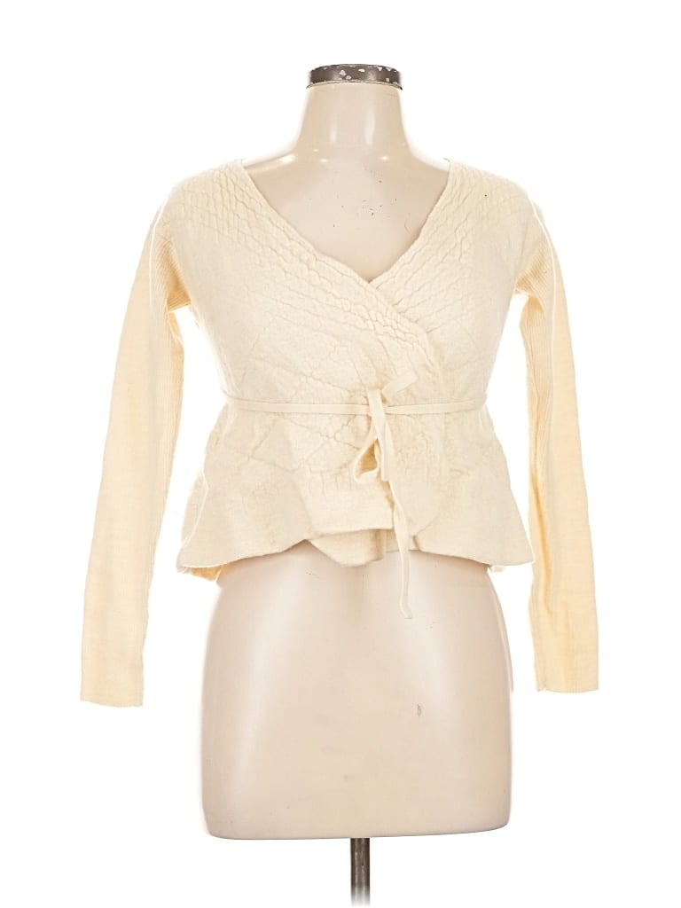 Pre-owned Sparrow Wool Cardigan Sweater In White