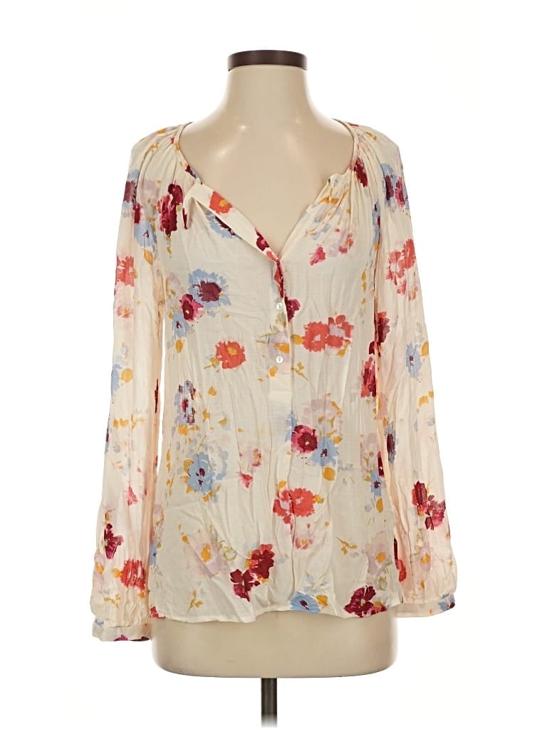 Pre-owned Lucky Brand Long Sleeve Blouse In White