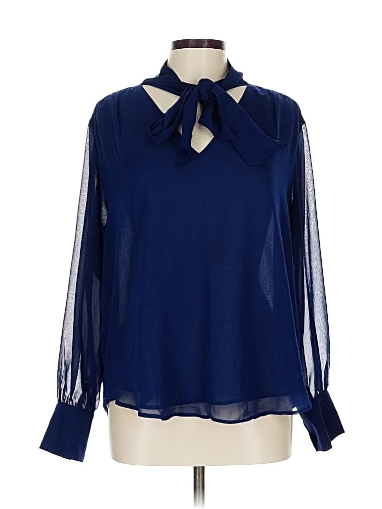 Pre-owned Ann Taylor Long Sleeve Blouse In Blue