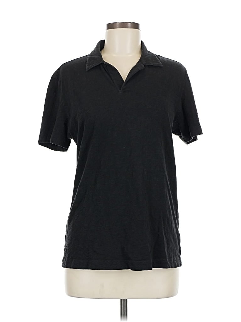 Pre-owned Theory Short Sleeve Top Black Collared Neckline Tops
