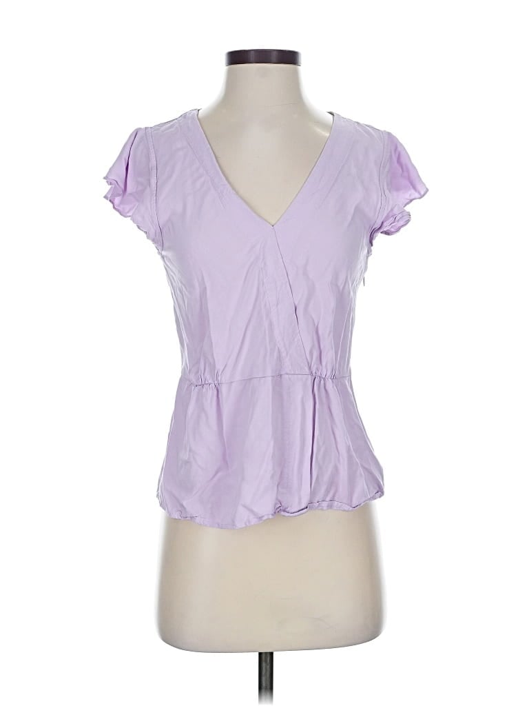 Pre-owned J. By J.crew Short Sleeve Blouse In Purple