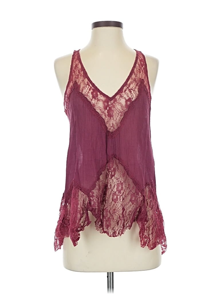 Pre-owned Free People Sleeveless Blouse In Burgundy