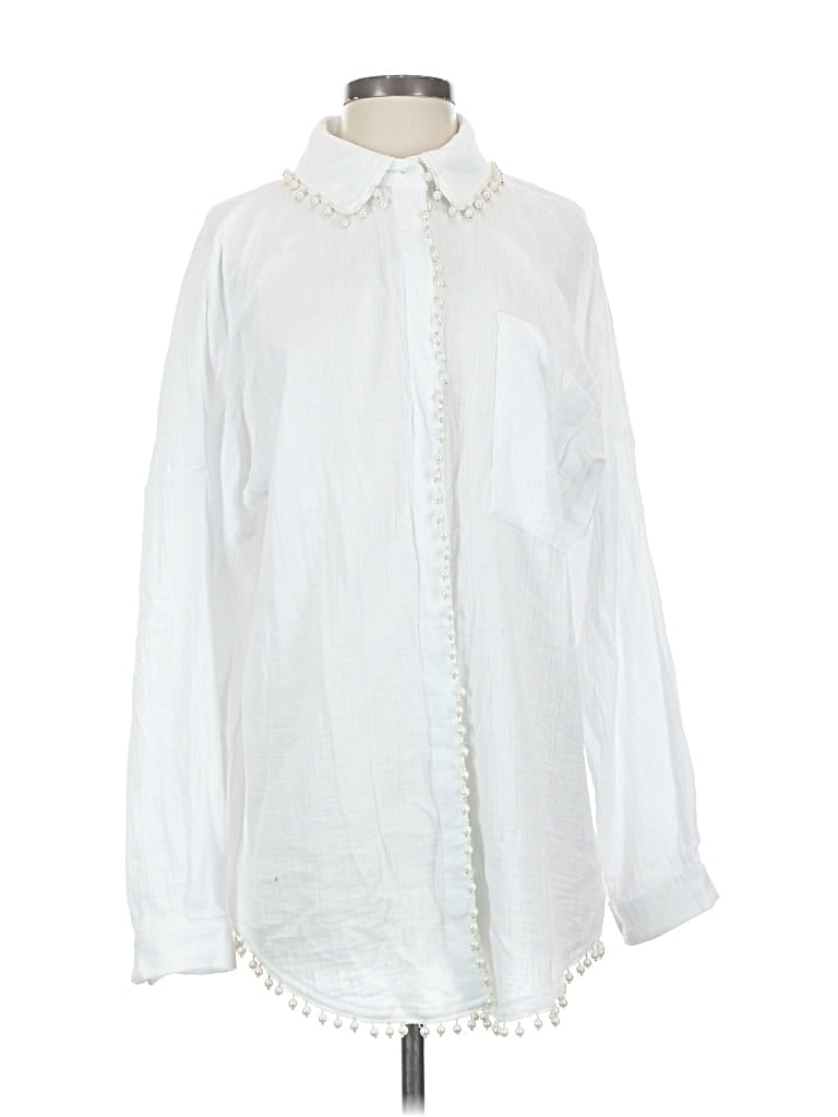 Pre-owned Davi & Dani Long Sleeve Blouse In White