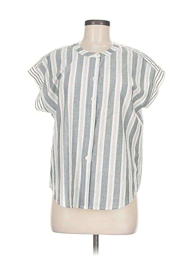 Pre-owned Evereve Short Sleeve Blouse In Gray
