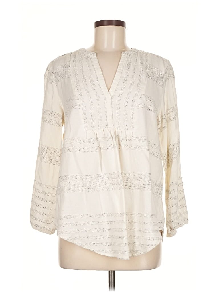 Pre-owned Lou & Grey 3/4 Sleeve Blouse In White