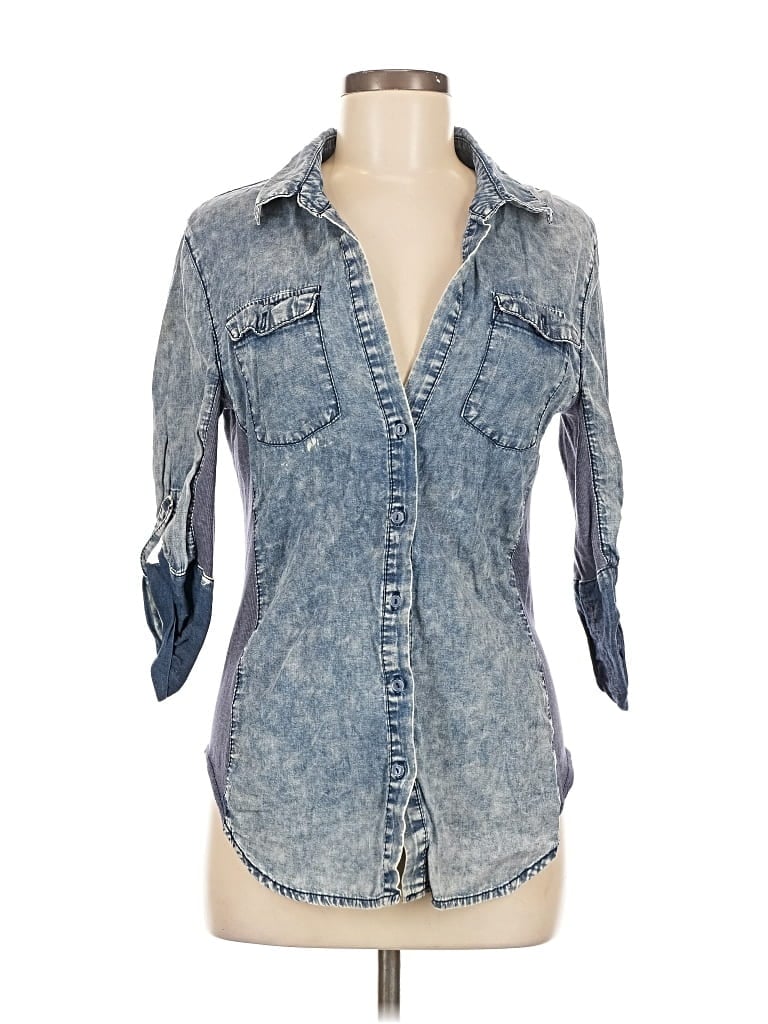 Pre-owned Ci Sono 3/4 Sleeve Button Down Shirt In Blue