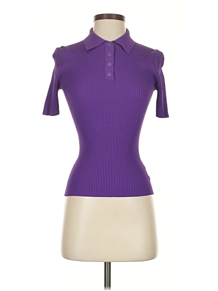 Pre-owned Theory Short Sleeve Top Purple Keyhole Neckline Tops