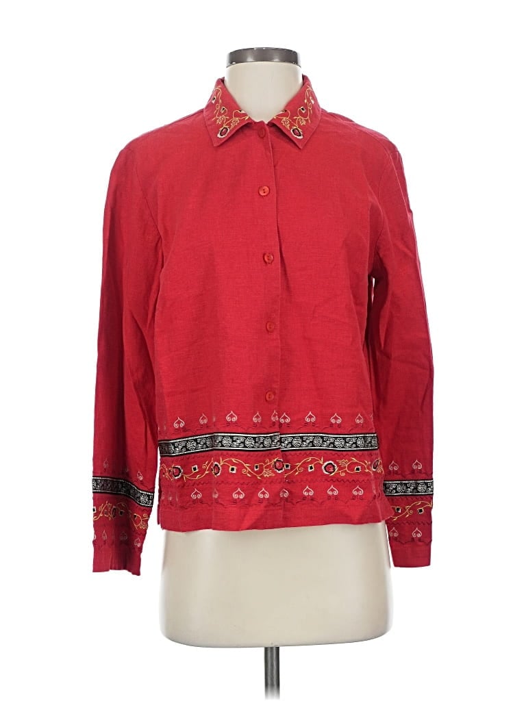 Pre-owned Sag Harbor Long Sleeve Blouse In Red
