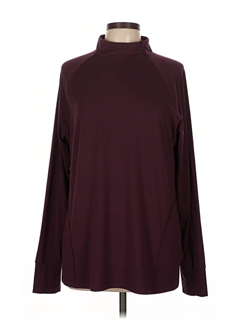 Pre-owned Weekends By Chico's Long Sleeve Top Burgundy Turtleneck Tops