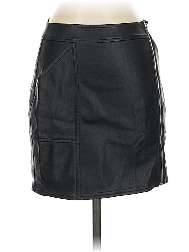 Pre-owned Express Faux Leather Skirt In Black