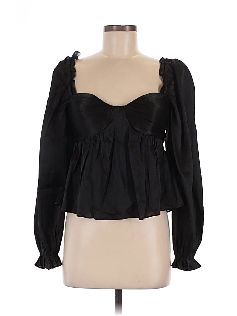 Pre-owned Astr Long Sleeve Blouse In Black