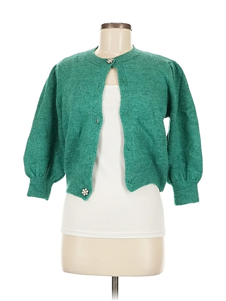 Pre-owned Zara Cardigan Sweater In Green