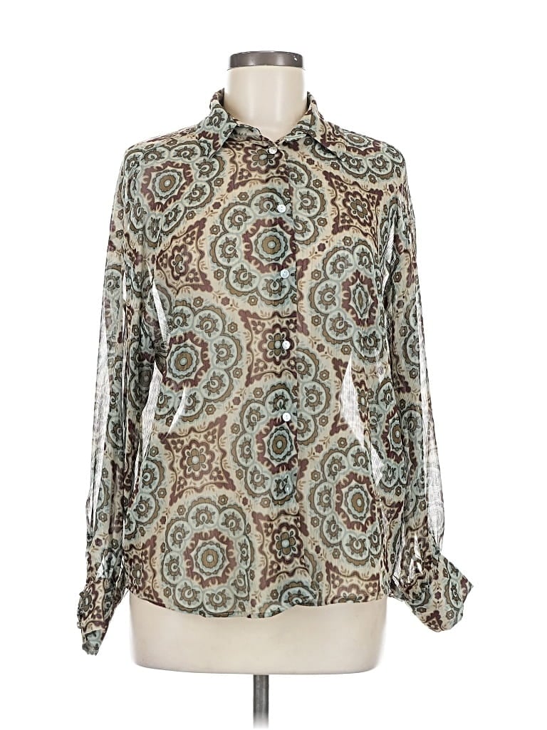 Pre-owned Zara Long Sleeve Blouse In Blue