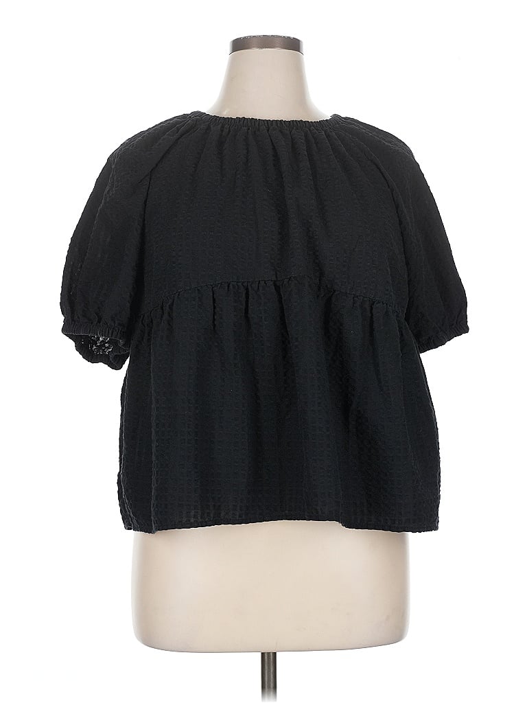 Pre-owned Old Navy Short Sleeve Blouse In Black
