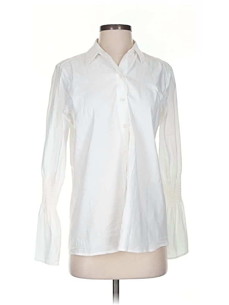 Pre-owned Antonio Melani Long Sleeve Blouse In White