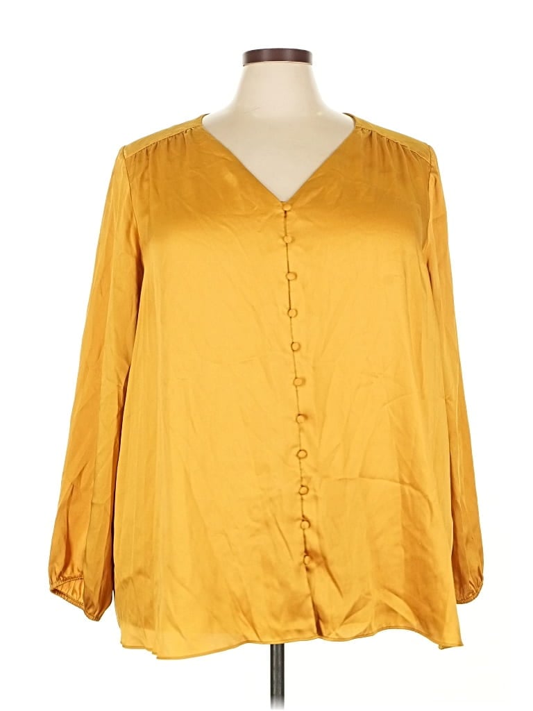 Pre-owned Lane Bryant 3/4 Sleeve Blouse In Gold