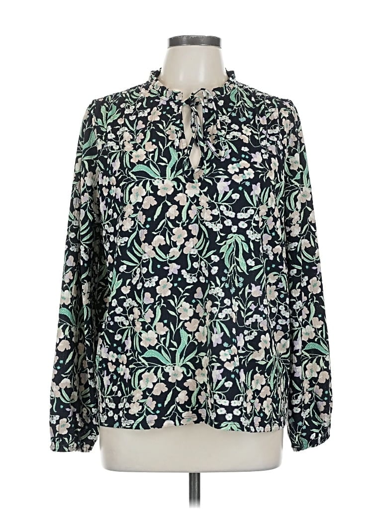 Pre-owned Ann Taylor Loft Outlet Long Sleeve Blouse In Green