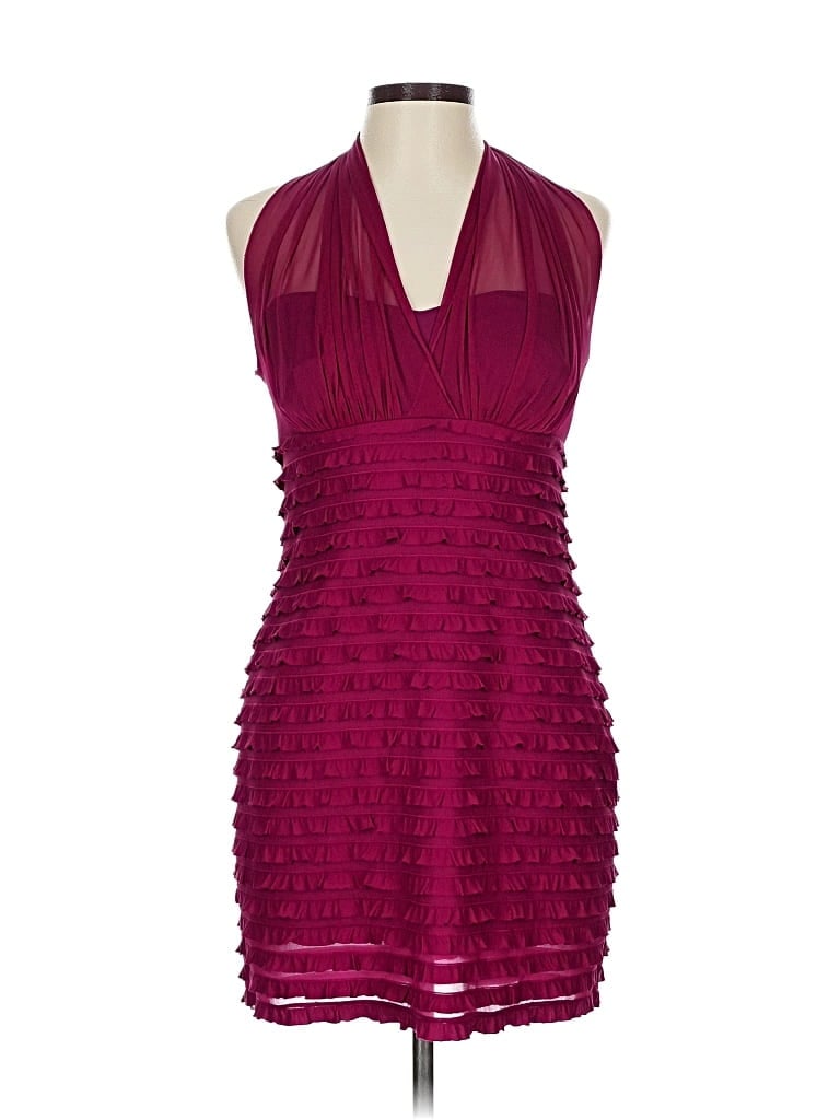 Pre-owned Connected Apparel Cocktail Dress In Burgundy