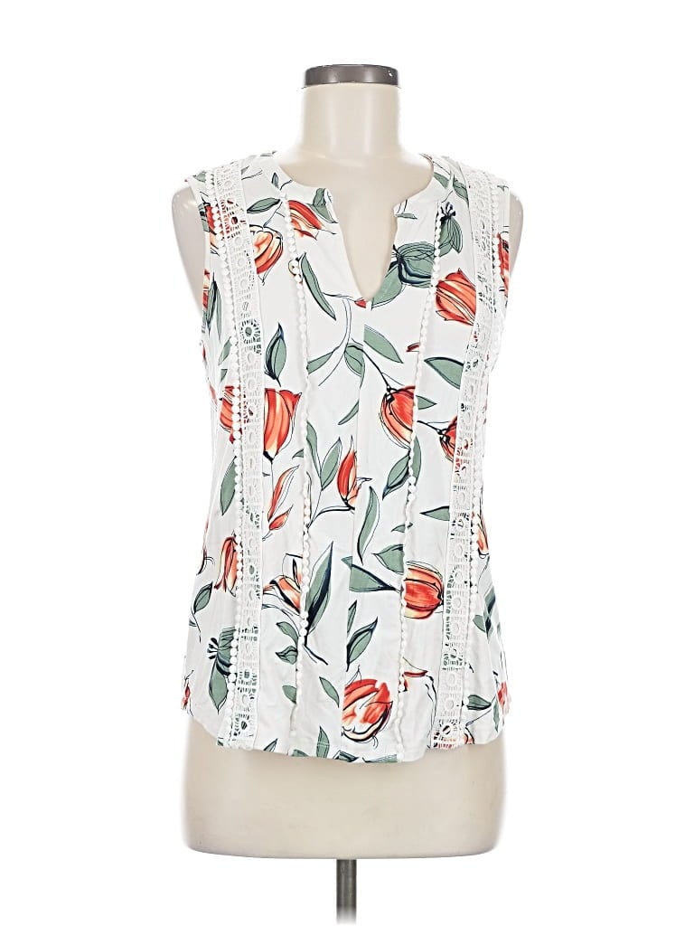 Pre-owned Daniel Rainn Sleeveless Blouse In White