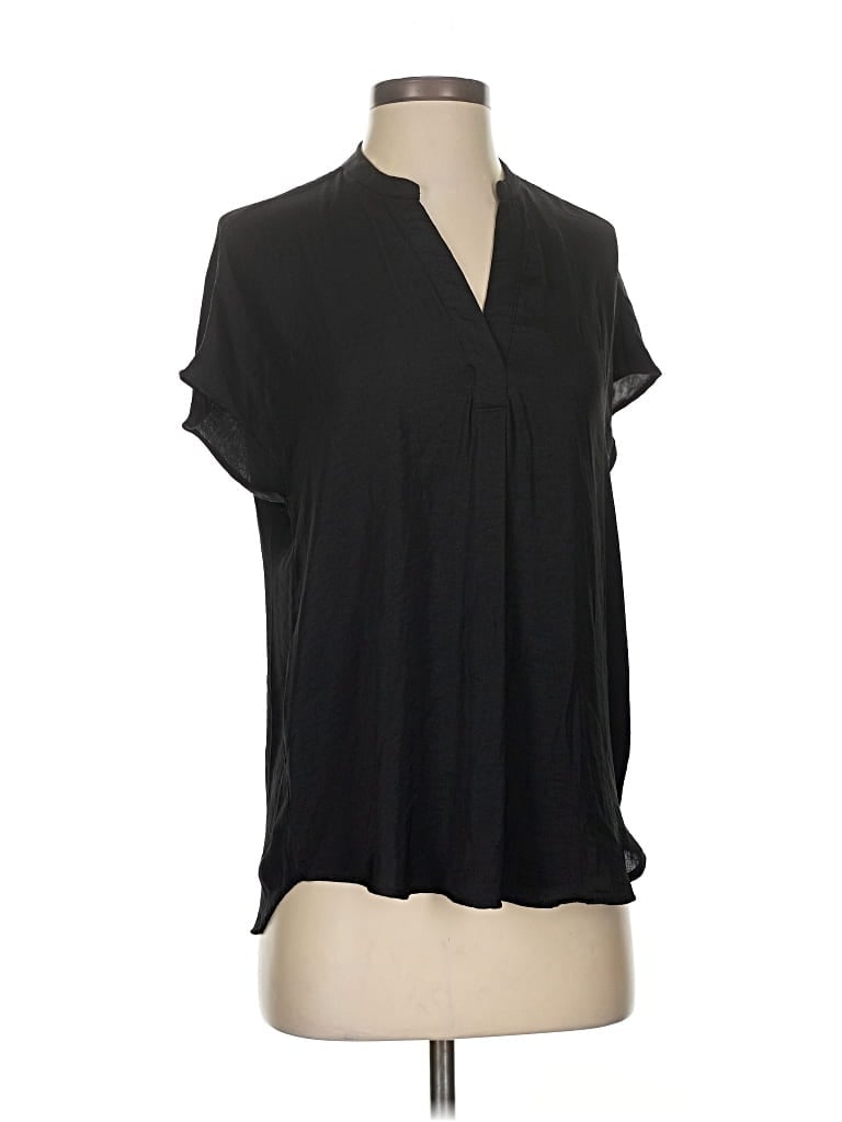 Pre-owned Rachel Rachel Roy Short Sleeve Blouse In Black