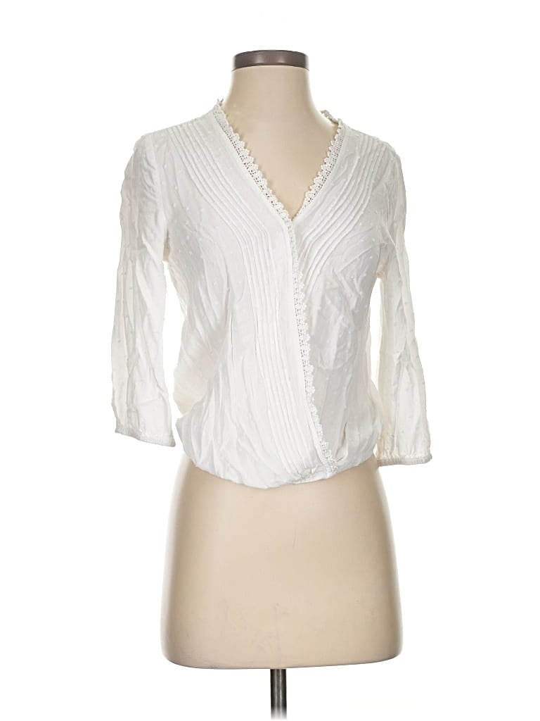 Pre-owned Mi Ami 3/4 Sleeve Blouse In White