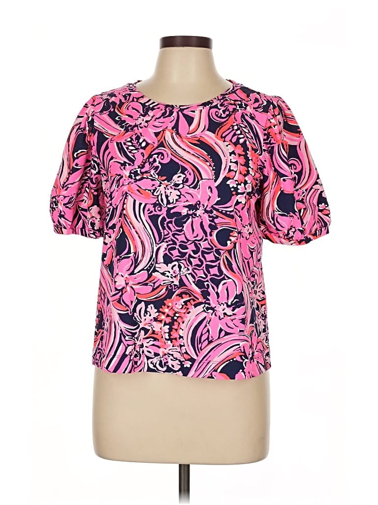 Pre-owned Lilly Pulitzer Short Sleeve Blouse In Pink