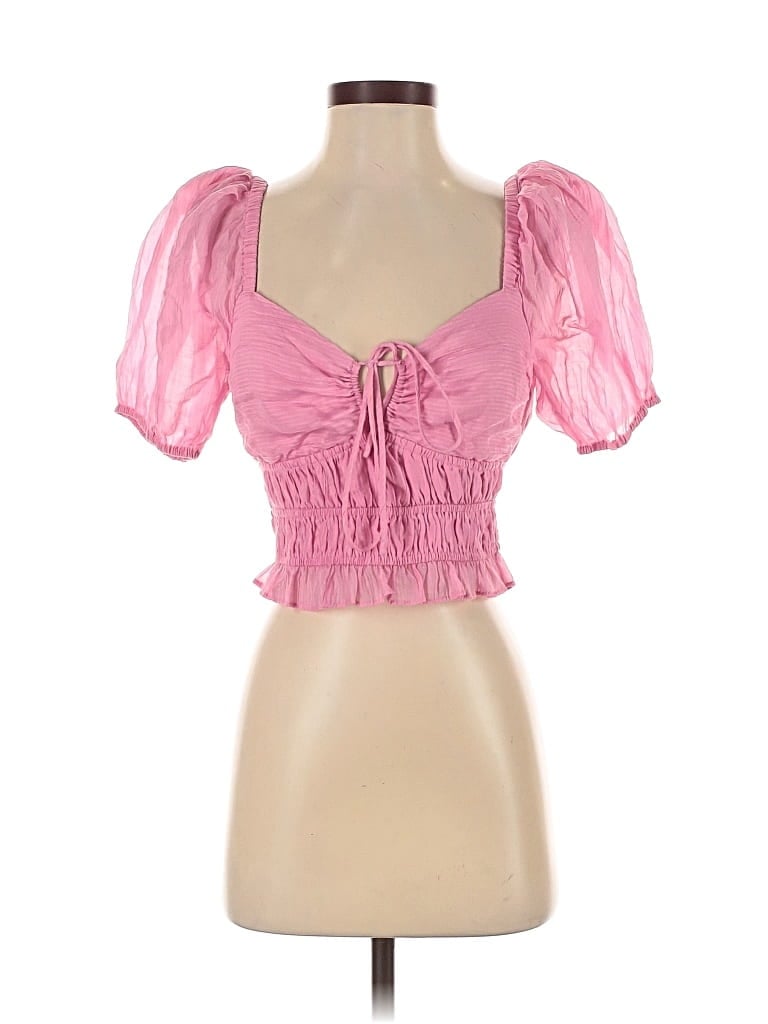 Pre-owned Astr Short Sleeve Blouse In Pink