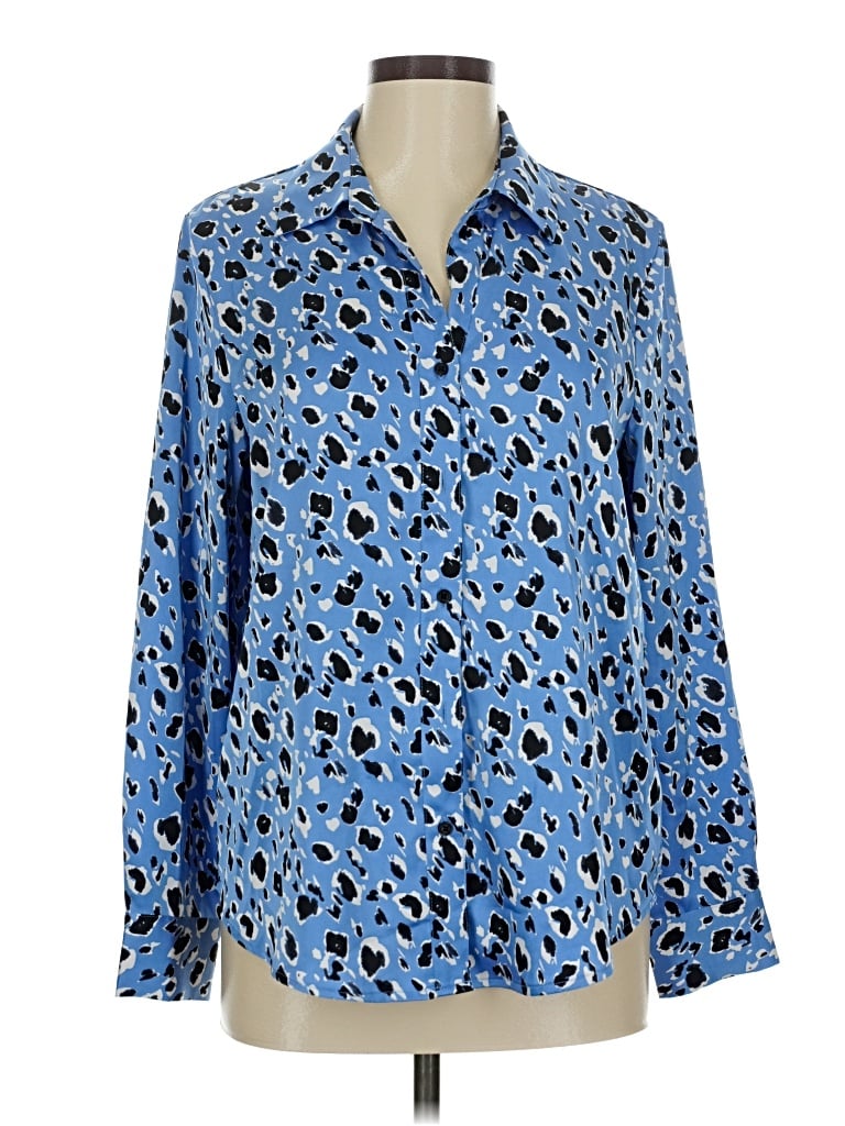 Pre-owned Maison D' Amelie Long Sleeve Blouse In Blue