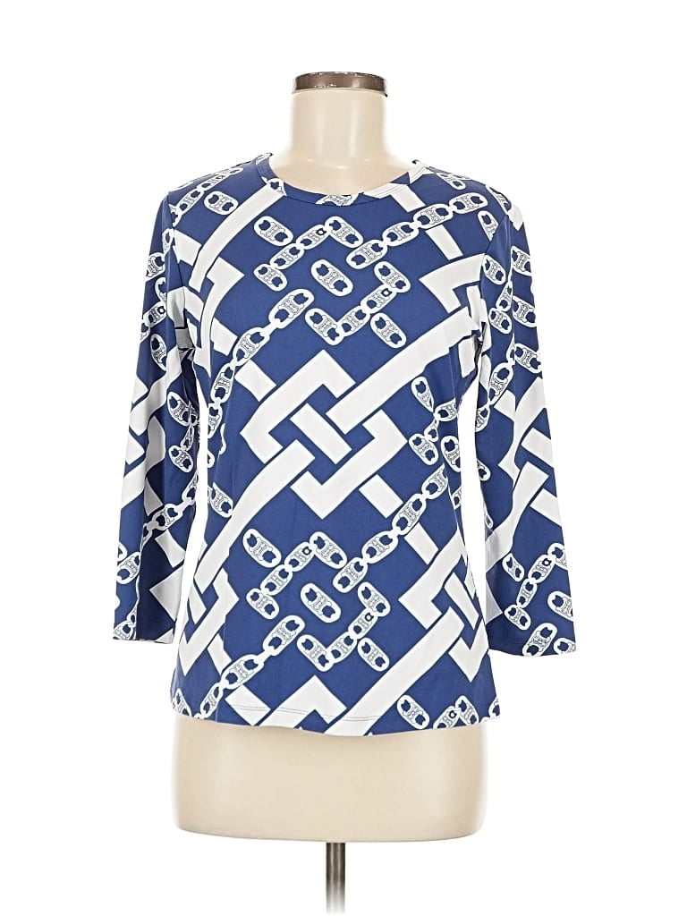 Pre-owned J. Mclaughlin 3/4 Sleeve Blouse In Blue