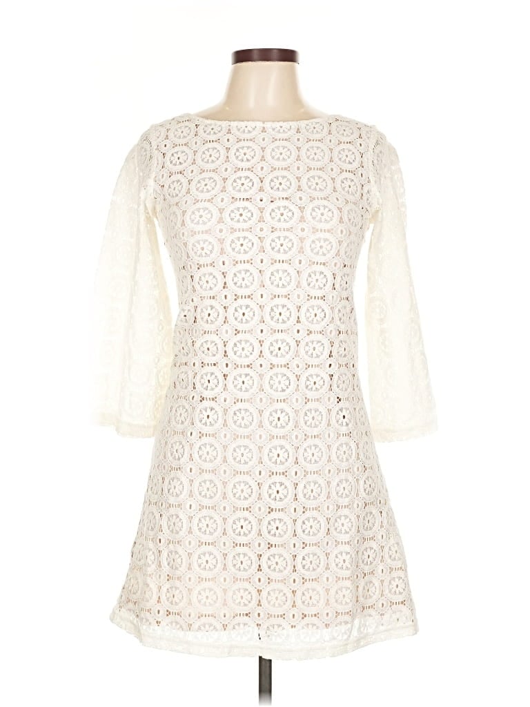 Pre-owned Sharagano Cocktail Dress In White