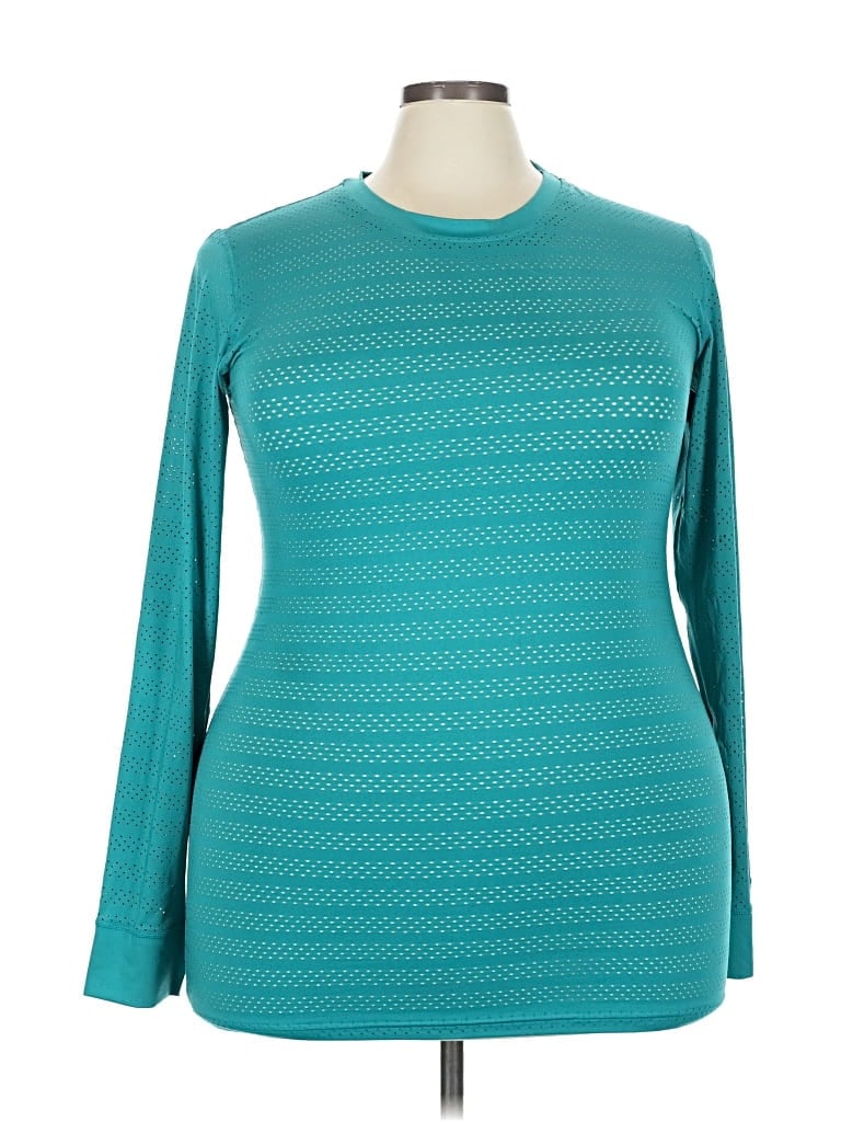 Pre-owned Zyia Active Long Sleeve T-shirt In Blue