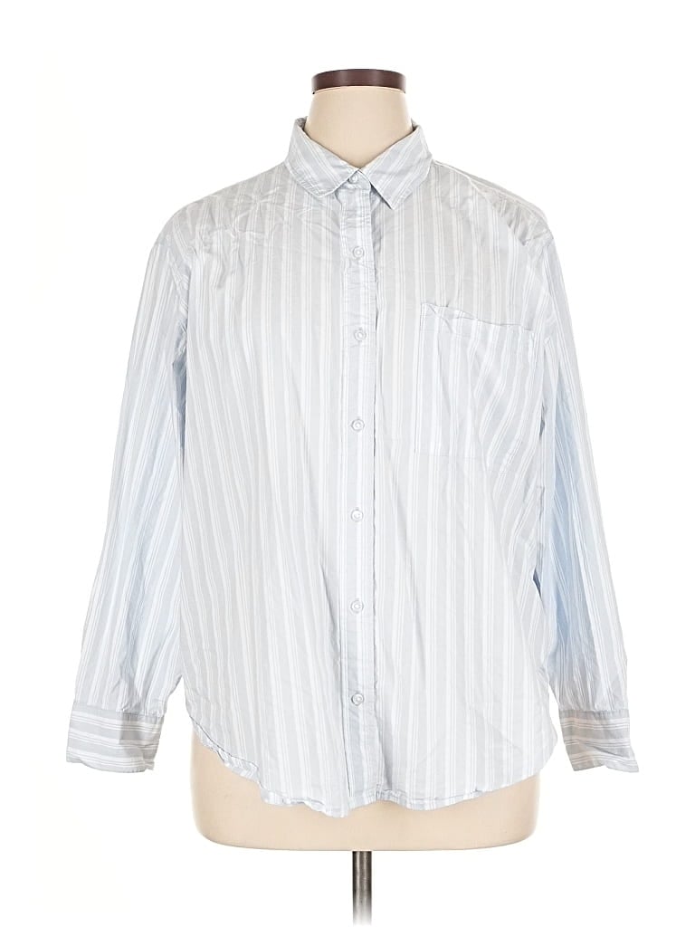 Pre-owned A.n.a. A New Approach Long Sleeve Button Down Shirt In Silver